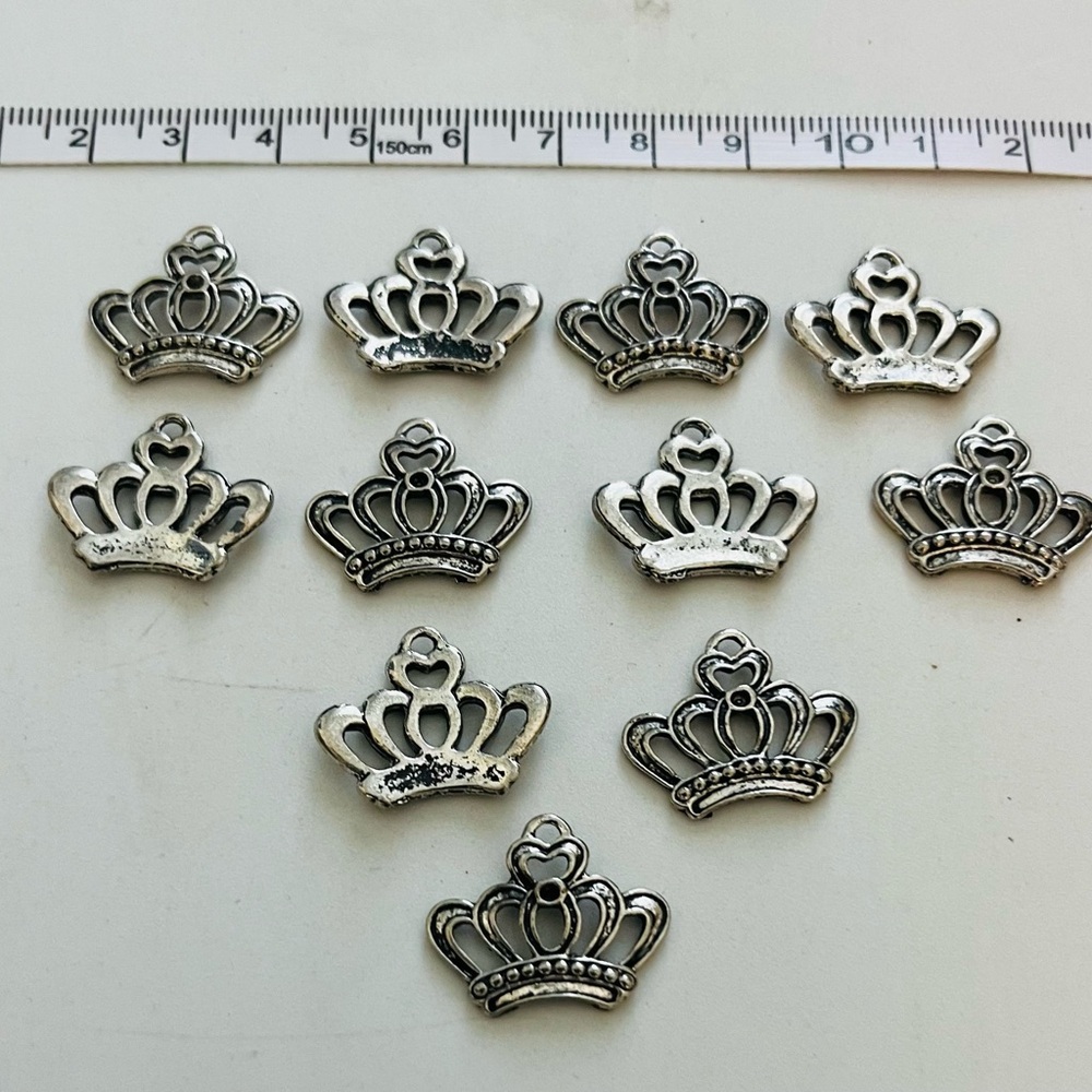 Silver Colored Crown Charms